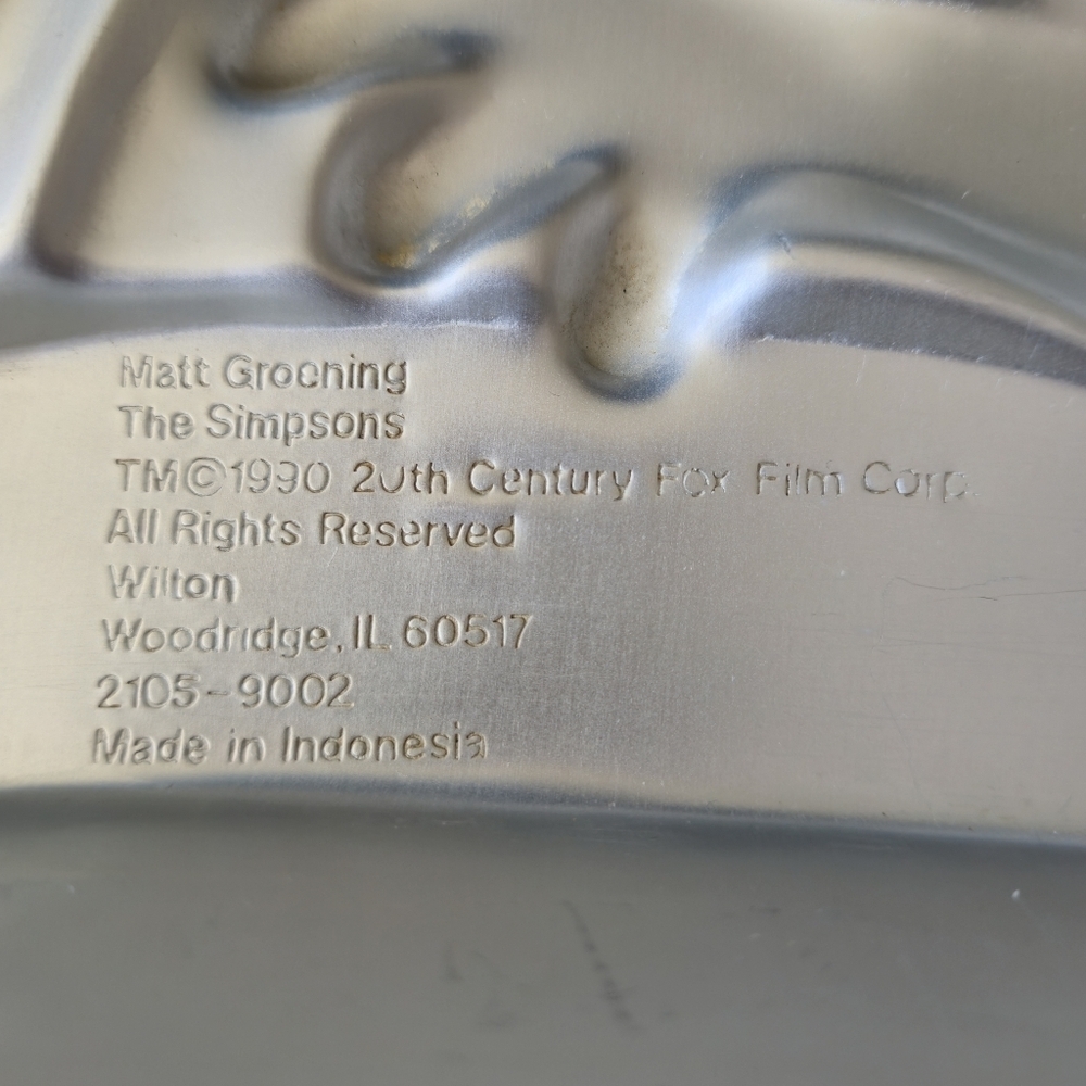 Wilton Bart Simpson Vintage 90s Aluminium Cake Pan Bakeware Mold 2105-9002 Retro - Picture 2 of 5